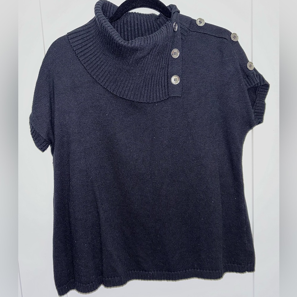 Michael Kors Black Shortsleeve Cowl Neck Sweater